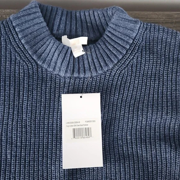 Lunya Cozy Cotton Silk Crew Neck Sweater - Navy - Picture 2 of 7